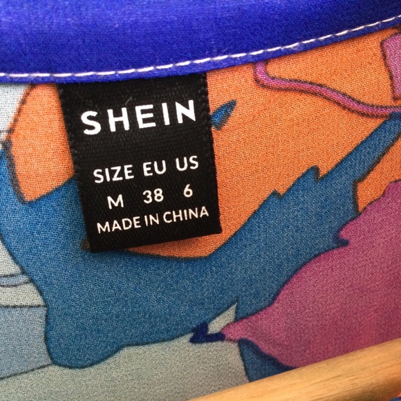 Shein Colorful Artsy Oversize Button Up Blouse Boho Chiffon Sheer Disco - Picture 12 of 13